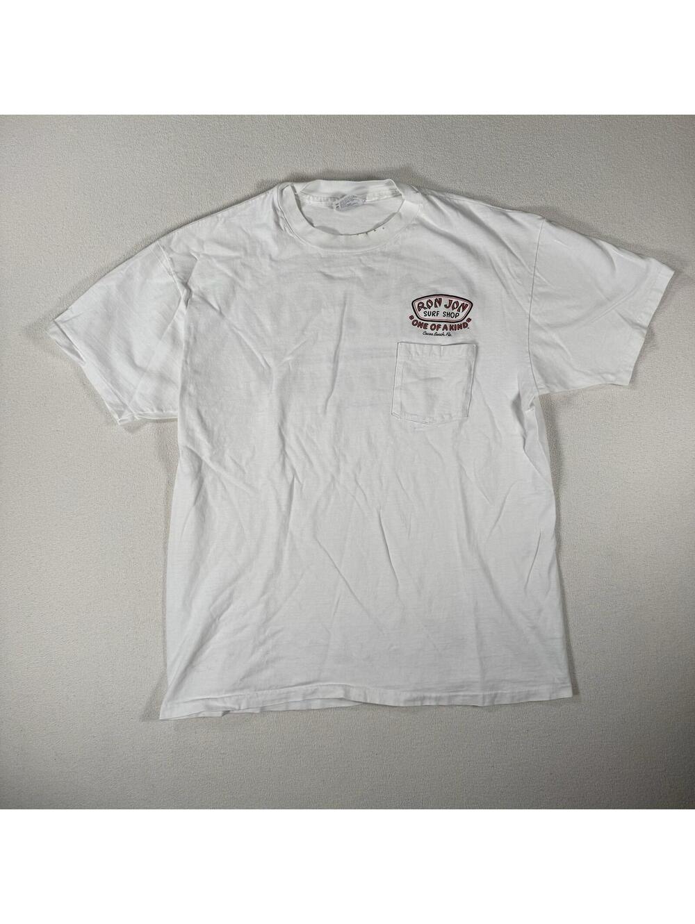 Vintage Ron Jon Surf Shop Cocoa Beach, FL White Pocket Tee